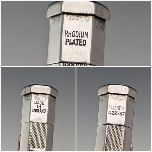 British Vintage Yard O' Red Rhodium Plated Hexagon Propelled Pencil in Paper Box